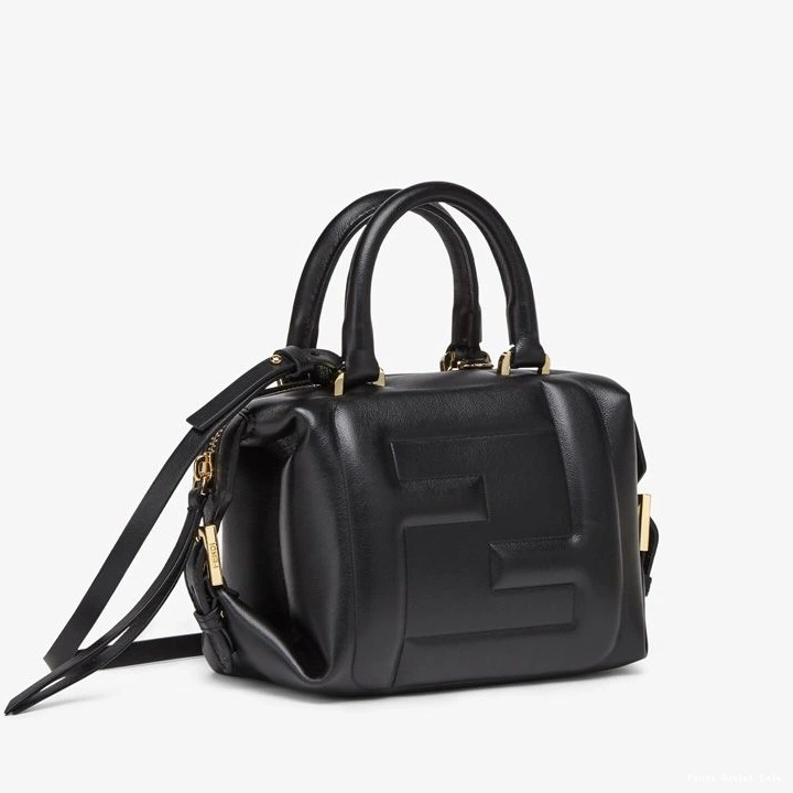 Cheap Black Mini Bag In Fendi FF Cube Nappa Leather 0707
